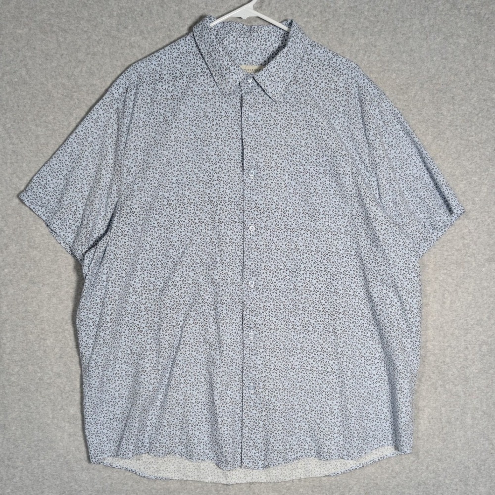 Tricots St Raphael Button Up Shirt Mens XXL‎ Blue Floral Short Sleeve Casual